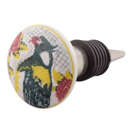 Multicolor Parrot Flat Ceramic Wine Stopper